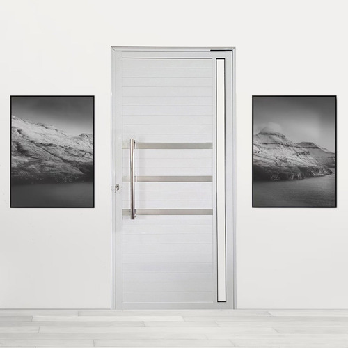 Porta Pivotante De Alumínio 210 X 120cm Com Puxador E Vidro