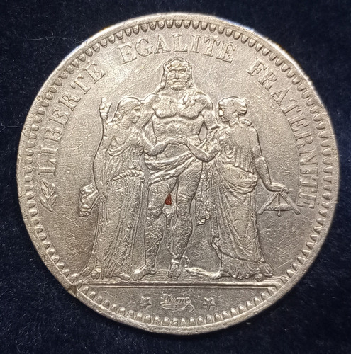 Moneda Francia 5 Francos 1873 Canto Parlante. Plata (Usado)