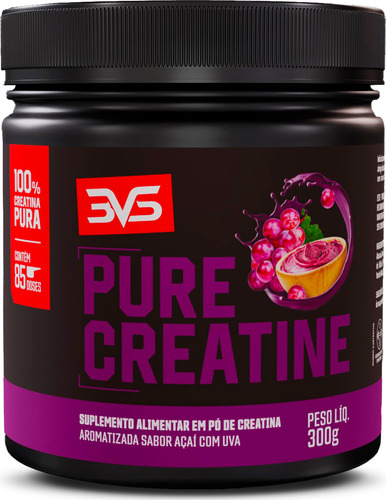 Creatina monohidratada 100% pura 300g sabor Açaí com Uva 3VS Nutrition