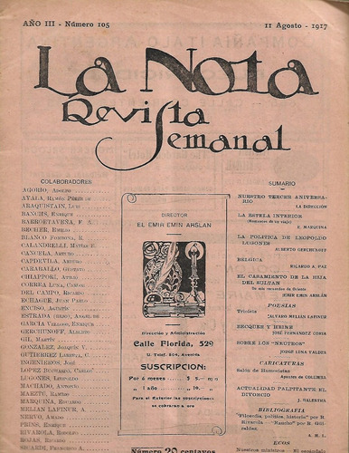 La Nota -  Revista Semanal. Nº 105 - 11 Agosto1917