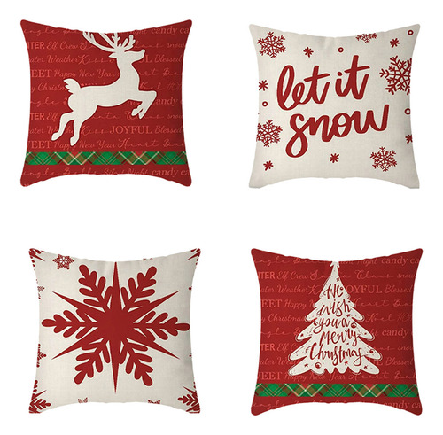 Juego De 4 Fundas De Almohada O Para Navidad, 17,71 X 17,71