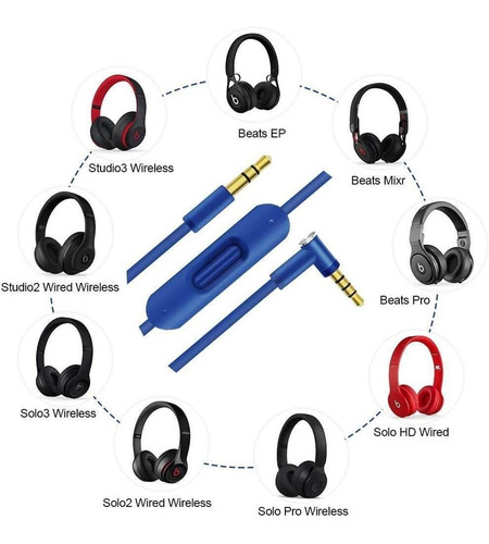 Cable De Audio Con Micrófono Beats Solo 3, 2, Hd/ Studio
