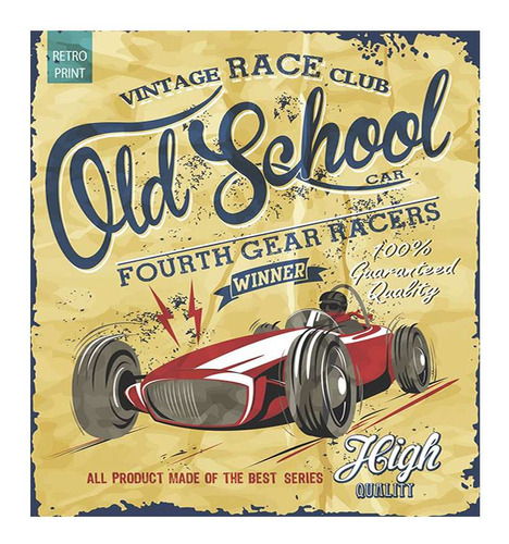 Vinilo 45x45cm Vehiculos Old School Retro Vintage Race