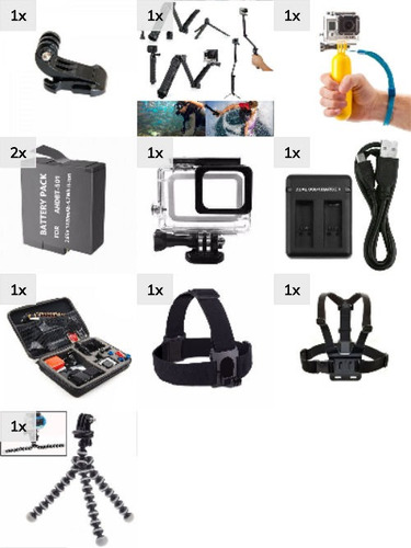 Kit Gopro Hero 5 6 Black Bateria Carregador Case Grande 