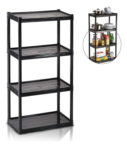 Estante Prateleira Modular 4 Andares Organizadora Arthi Cor Preto