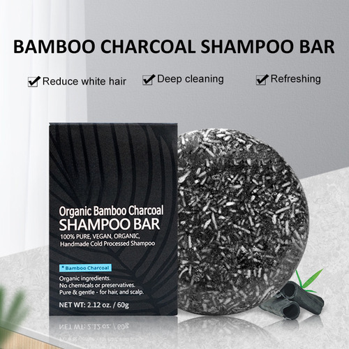 Jabón De Carbón De Bambú Orgánico Regenerador De Cabello Neg
