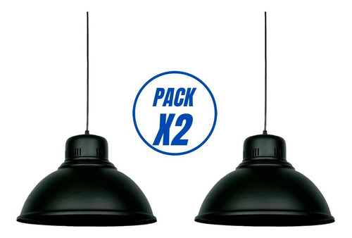 Imagen 1 de 8 de Pack X2 Lampara Colgante Campana Galponera Industrial Ø40 Cm