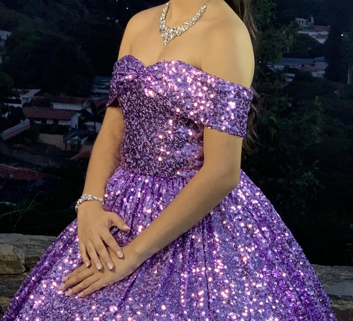 Vestido De Quince Años Quinceañera Tendencia Morado Lentejue