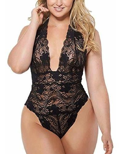 Juicyrose Plus Plungeing Lace Teddy, Sexy