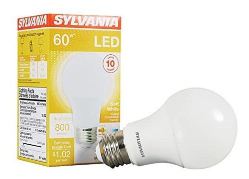 Sylvania, Equivalente A 60 W, Bombilla Led, Lámpara A19, Paq