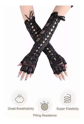 Guantes negros sin dedos llenos de disfraz de Halloween accesorios