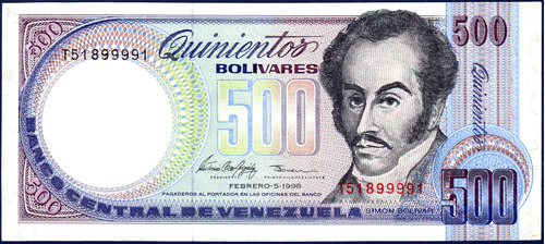 Billete De 500 Bolívares T8 Febrero 5 1998 Bolívar Orquídea