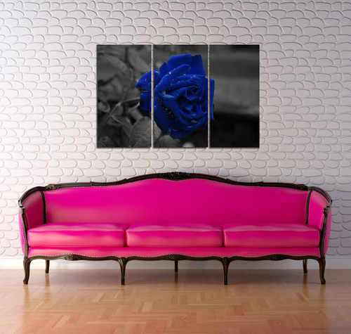 Cuadro 40x60cm Rosa Azul Flores Amor