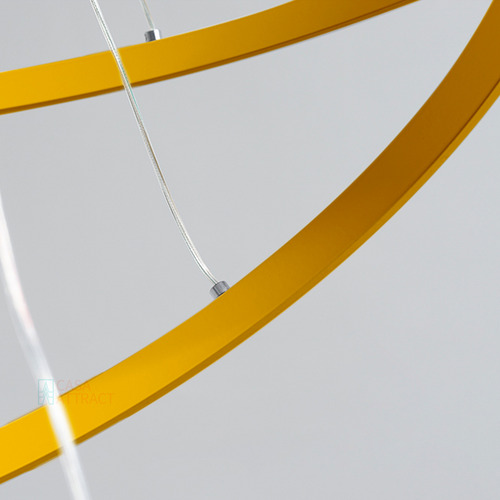 Luminária Pendente 3 Anéis Lustre Dourado Sobrepor Mesa Sala Moderno Luz Quente Frio 3000k 4000k 6000k Mod Saturno Casa Attract 4x4sc