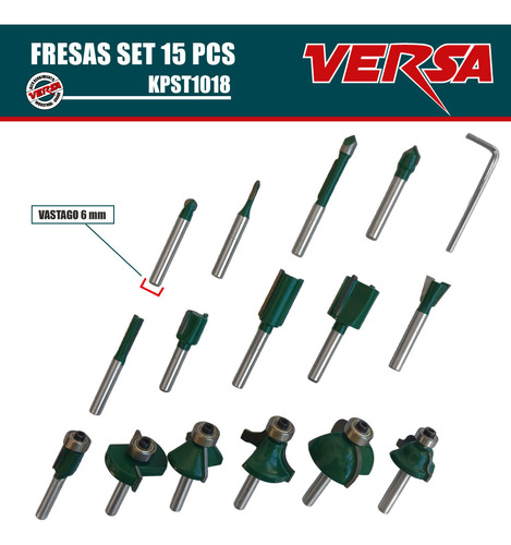 Fresas P/ Fresadora Router Tupi Widia 15 Pz Caja Metalica
