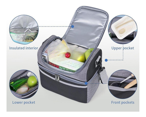 Bolso De Lonchera Aislada Comida Bento Bolso Doble Capa