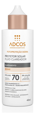 Adcos Protetor Solar Clareador Fps 70 - 40ml Bronze Fluído
