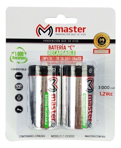 Pilas Tipo C Recargables Ni-mh 1.2v C-2x3000 Hr14 Lr14 Tamañ