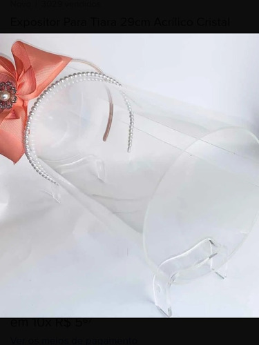 Imagem 3 de 3 de Expositor Para Tiara 29cm Acrílico Cristal