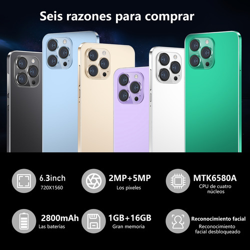 Android Celulares I15 Pro Max 6.3 En Barato Ram1gb Y Rom16gb