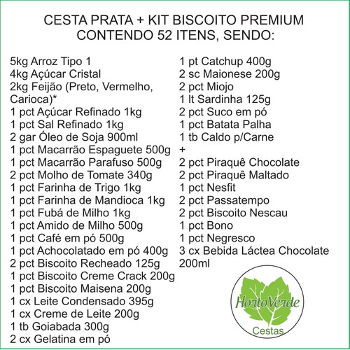 Cesta Básica Prata + Kit Biscoito Premium - 52 Itens!