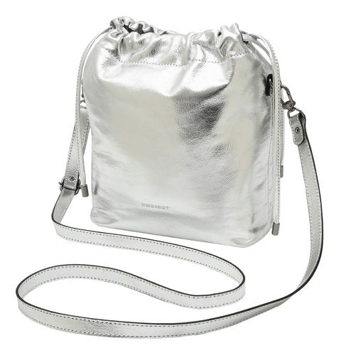 Bolsa Feminina Transversal De Couro Bovino Mariart Cravo Cor Prata Desenho Do Tecido Lisa