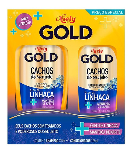 Shampoo 275ml + Cond 175ml Niely Gold Cachos Do Seu Jeito