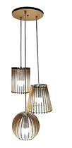 Comprar Lámpara Colgante En Trío Esfera, Cono Y Cilindro Madera Mdf 