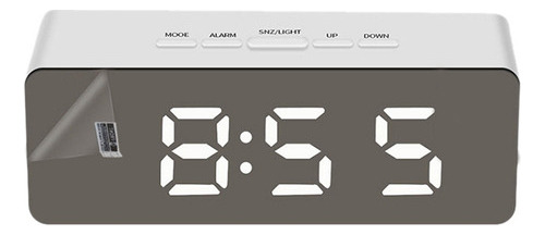 Reloj Despertador Con Espejo Led, Espejo De Doble Uso Con Co