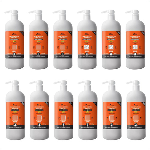 Kit 12 Creme hidratante para mãos Nutriex Profissional Luva Quimica en pote de 1L 1000g