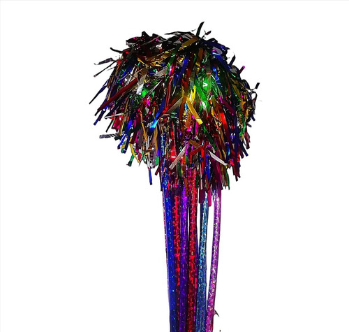 24 Pompón Mechon Metalico De Lluvia Fiestas Y Batucadas