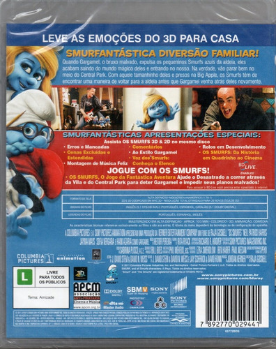 Imagem 2 de 3 de Os Smurfs Blu-ray 3d - Usado -