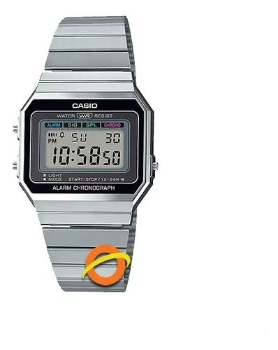 Casio Reloj clásico de cuarzo plateado con pantalla digital A700W-1ACF para  hombre, plateado, Classic