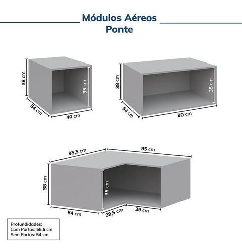 Guarda-roupa Modulado 9 Peças 13 Portas Jade Cabecasa Wt
