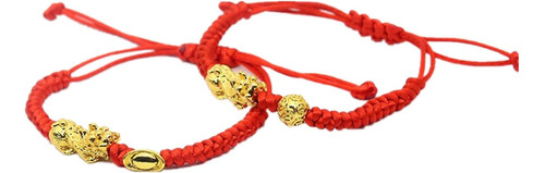 2 Pulseras De Hilo Rojo Pi Xiu Chino Feng Shui Pi Xiu Kabbal