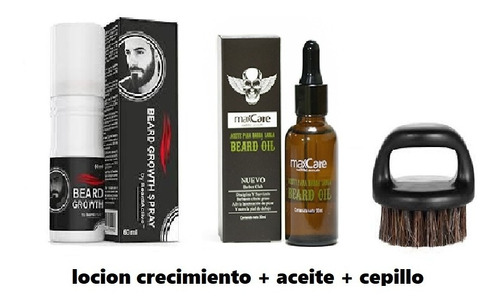 Set Aceite + Loción Crecimiento + Cepillo De Barba, Barba