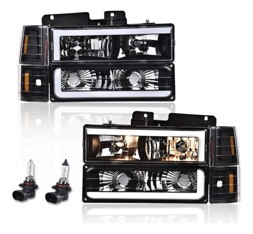 Set Faros De Led  Oscuros Silverado Thoe Sierra 88-98