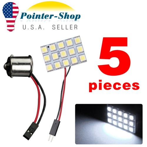 5 X Blanca 15smd Panel Led + 1156 Ba15s Adaptador Interior D