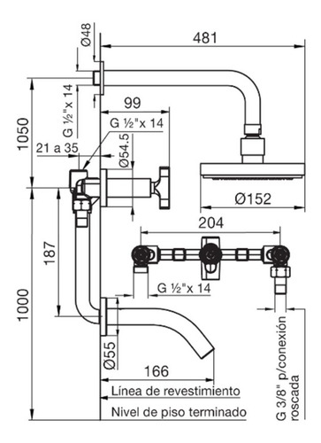 Grifería Fv Triades Ducha Embutir Con Transferencia 103/c3 Ahora 12 Y 18