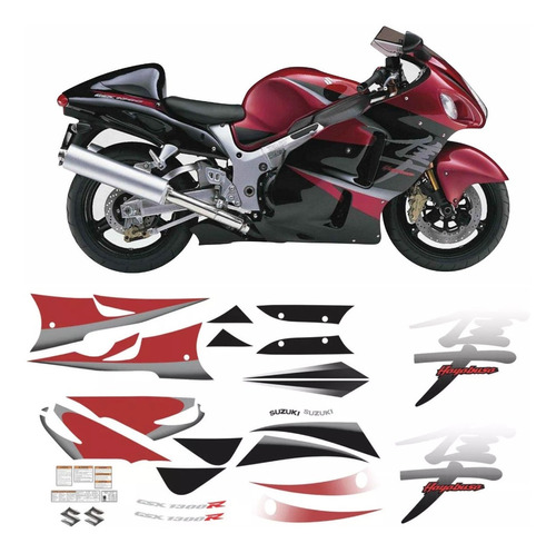 Kit Adesivos Carenagem Suzuki Hayabusa Gsx 1300r 2007 Vinho