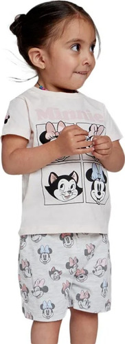 Conjunto Short Y Playera Minnie Mouse Niñas Disney 1198238 Rosa Claro Liso 3 Años