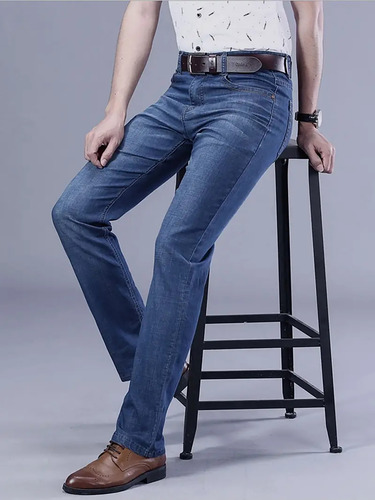 Pantalones Vaqueros Clásicos Para Hombre De Pierna Recta