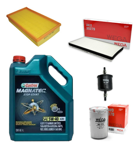 Kit 4 Filtros + 4l Aceite Castrol 5w40 Volkswagen Gol Wega