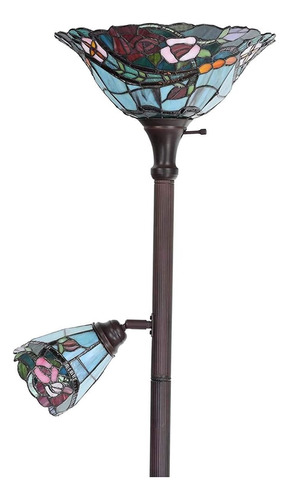 Lámpara De Pie Tipo Antorcha De Cristal Estilo Tiffany