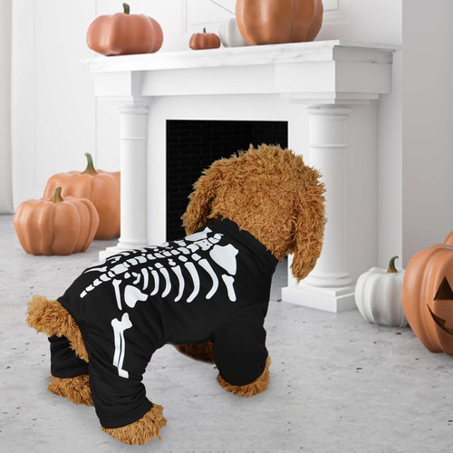 Disfraz De Esqueleto De Perro De Halloween, Accesorios, M