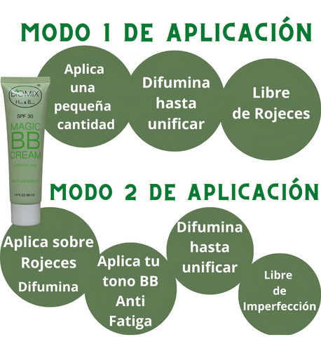 Base Cc Bb Cream Biomix Health & Beauty Anti Rojeces Correctora Verde Spf 30 Magic Sensitive 60 Ml