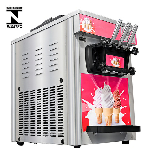 Máquina De Sorvete Expresso 3 Sabores Conservação Noturna 220V