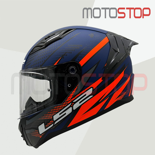 Casco Integral Ls2 Ff810 Azul Naranjo Matte / Codigo Qr