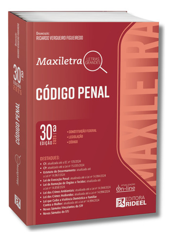 Código Penal Maxiletra 30ª Edição Letras Grandes - Cp 2025, De Ricardo Vergueiro Figueiredo., Vol. 1. Editorial Rideel, Capa Mole, Edição 30ª Edição Em Português, 2025