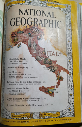 Revista National Geographic - 04 Revistas Encadernados - Anos 1959 E 1961 (Usado)